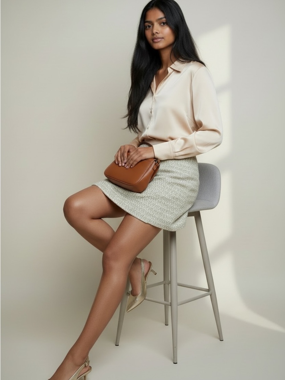 H&M Cream Tweed Mini Skirt - Picture 2 of 6